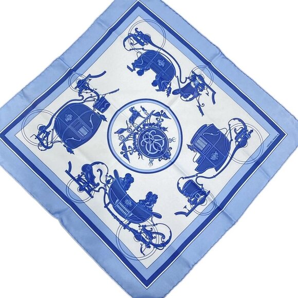 Auth HERMES Callet 40 - Light Blue Blue Multi Scarf - Picture 1 of 3